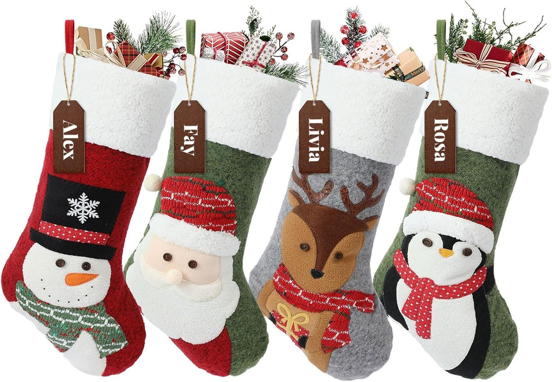 NIBESSER Nikolausstrumpf 4er Set Grosse Nikolausstiefel zum Befüllen Weihnachtsstrumpf Geschenkbeute