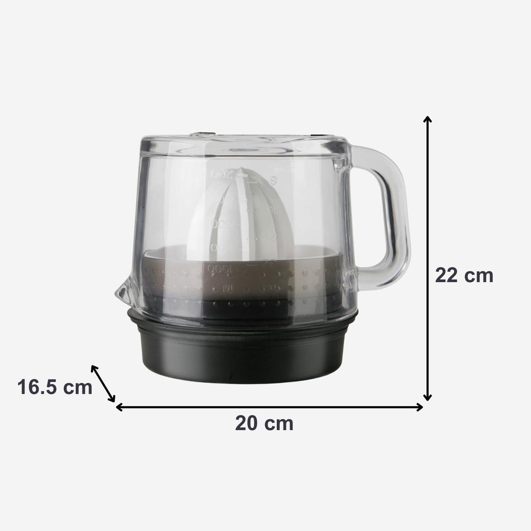 BLACK+DECKER Elektrische Zitruspresse | BXCJ30E | 30W | 1 Liter | Mit Glaskanne | Weiss-Transparent