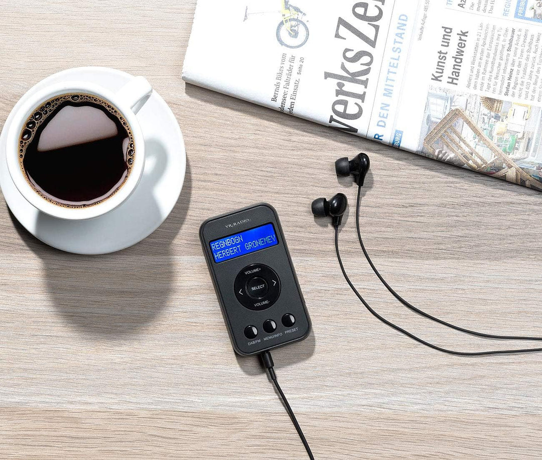 VR-Radio Mini Radio: Digitales Taschenradio mit DAB+/FM, Akku, LCD-Display, DRC & Ohrhörern (Taschen