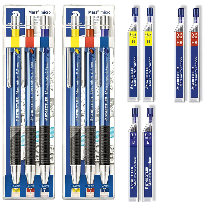 Staedtler 775SCWP3 - Marsmicro 0,3-0,7 3er Set farbig (2, inkl. Minen 03 H?05 HB?07B) inkl. Minen 03