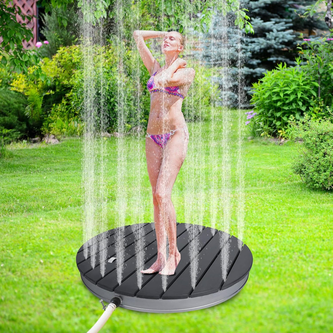 AufuN Gartendusche Aussendusche aus WPC/Aluminium, Mobile Bodendusche Campingdusche mit rutschfeste
