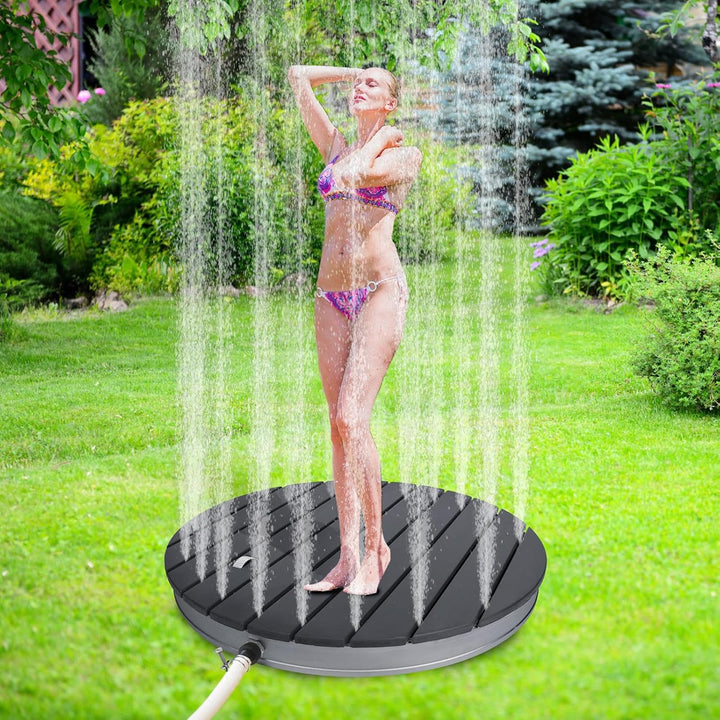 AufuN Gartendusche Aussendusche aus WPC/Aluminium, Mobile Bodendusche Campingdusche mit rutschfeste