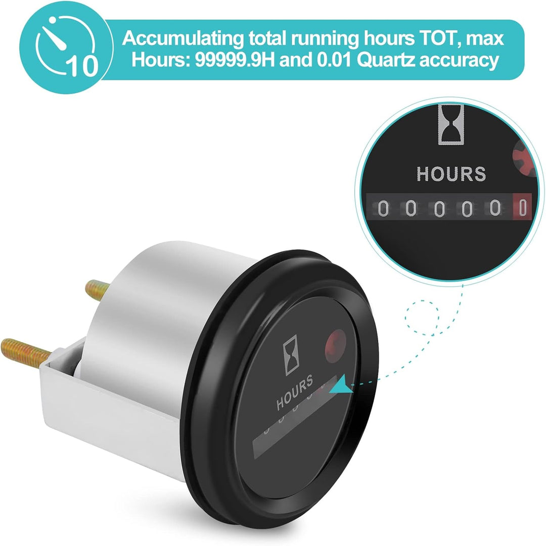 AC/DC 12V-36V Mechanische Betriebsstundenzähler für Boot Auto ATV Schneemobil Rasenmäher Traktoren F