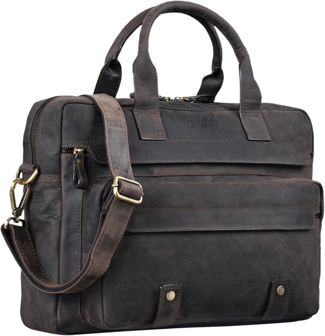 STILORD 'Leander' Umhängetasche Leder Gross Arbeitstasche Aktentasche Business Herren und Damen 15.6
