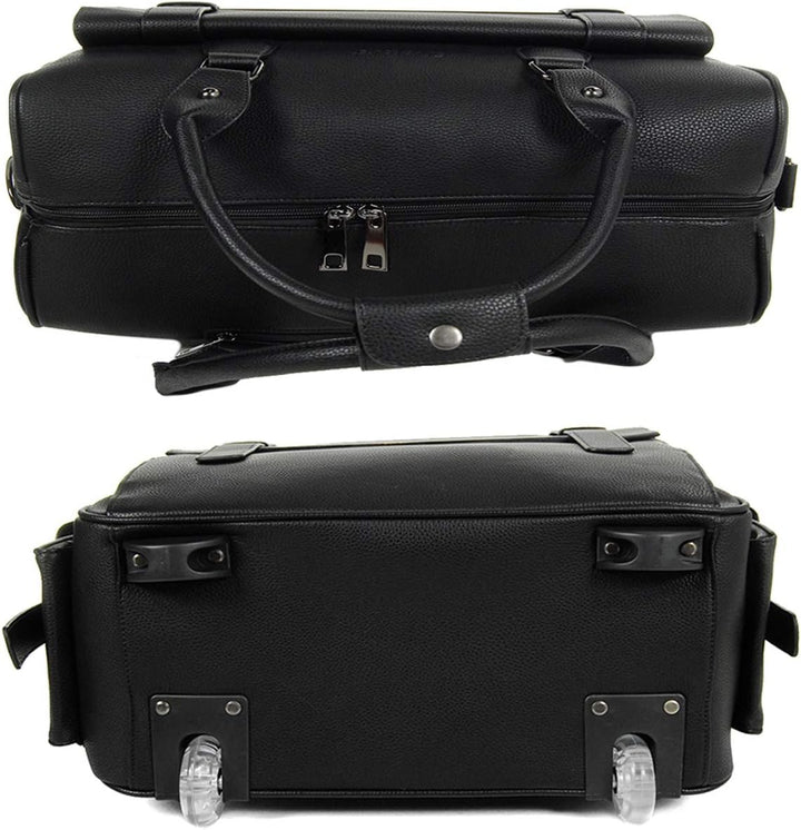 Bowatex Luxus Damen Schulter Gurt Aktentasche Laptop Trolley auf Rollen Schwarz