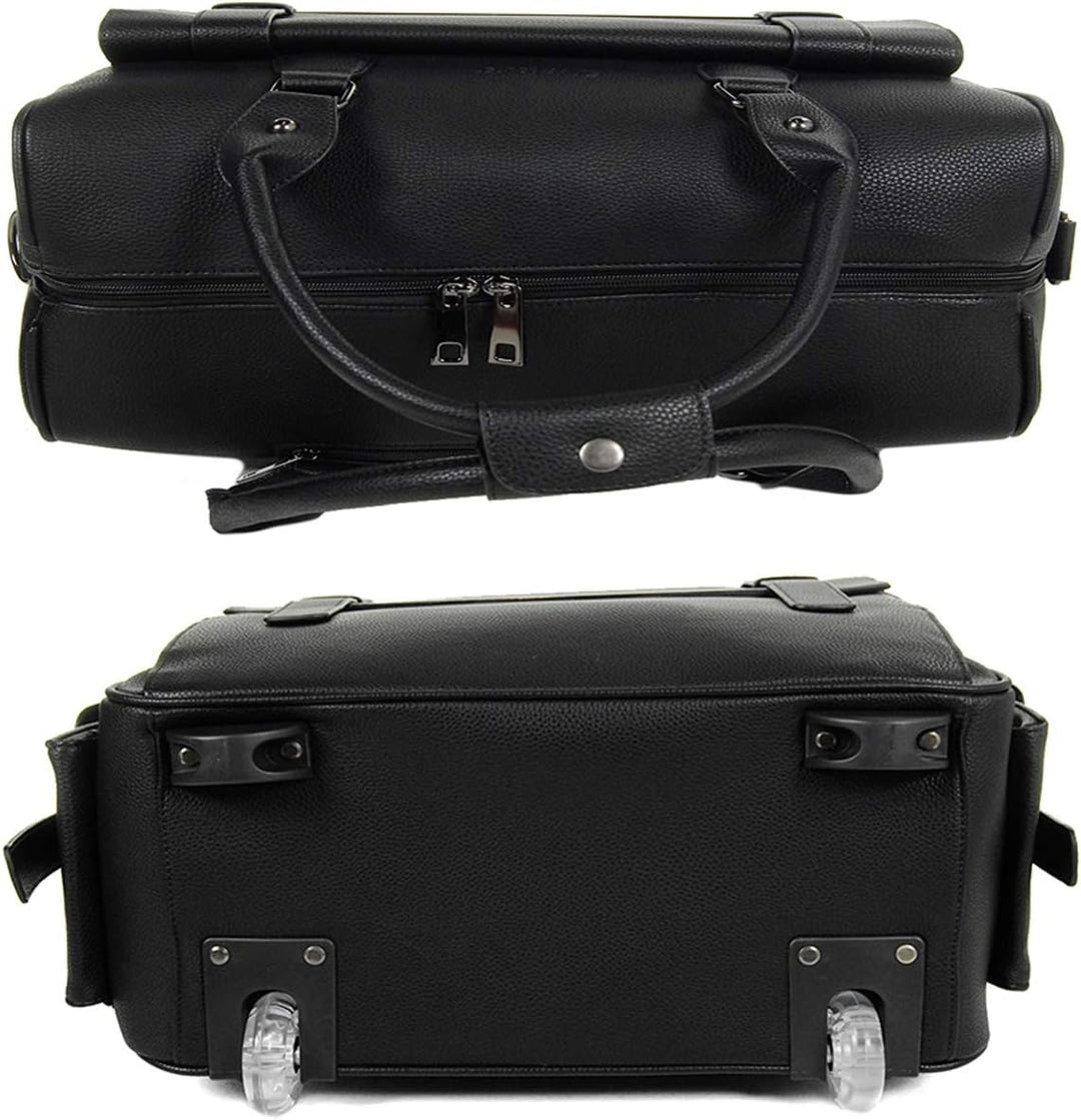 Bowatex Luxus Damen Schulter Gurt Aktentasche Laptop Trolley auf Rollen Schwarz