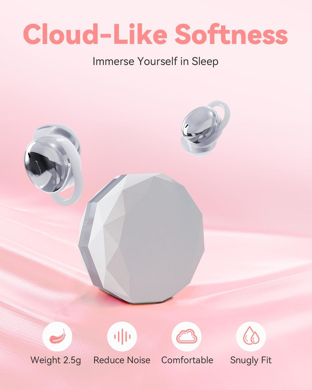 MONODEAL Schlafkopfhörer Bluetooth 5.4 Sleep Earbuds, Weiche Kopfhörer Schlafen Sleepbuds, Unsichtba