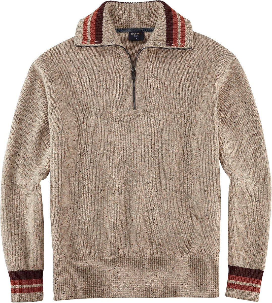 OLYMP Herren Strickpullover Casual Strick,Uni,Regular fit L Beige 21, L Beige 21