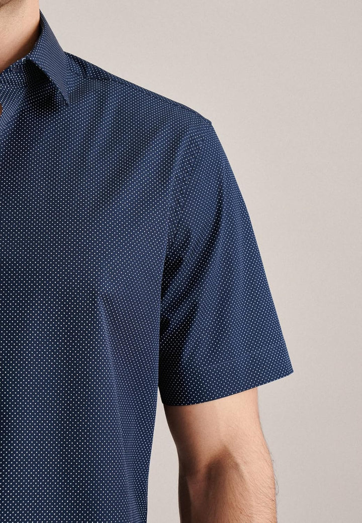 Seidensticker Herren Shaped Fit Kurzarm Hemd Shirt 38 Dunkelblau, 38 Dunkelblau