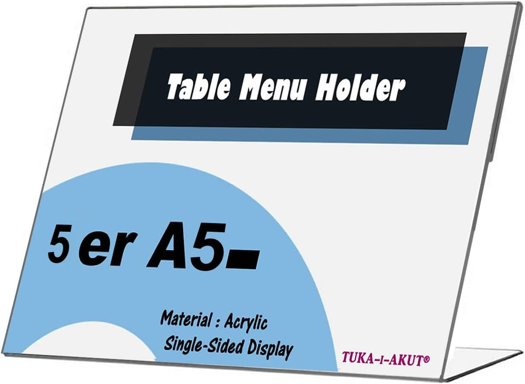 TUKA 10X A5 Quer Acryl Anzeige-Ständer Plakataufsteller, Tischaufsteller Schräg L-Ständer, Prospekts