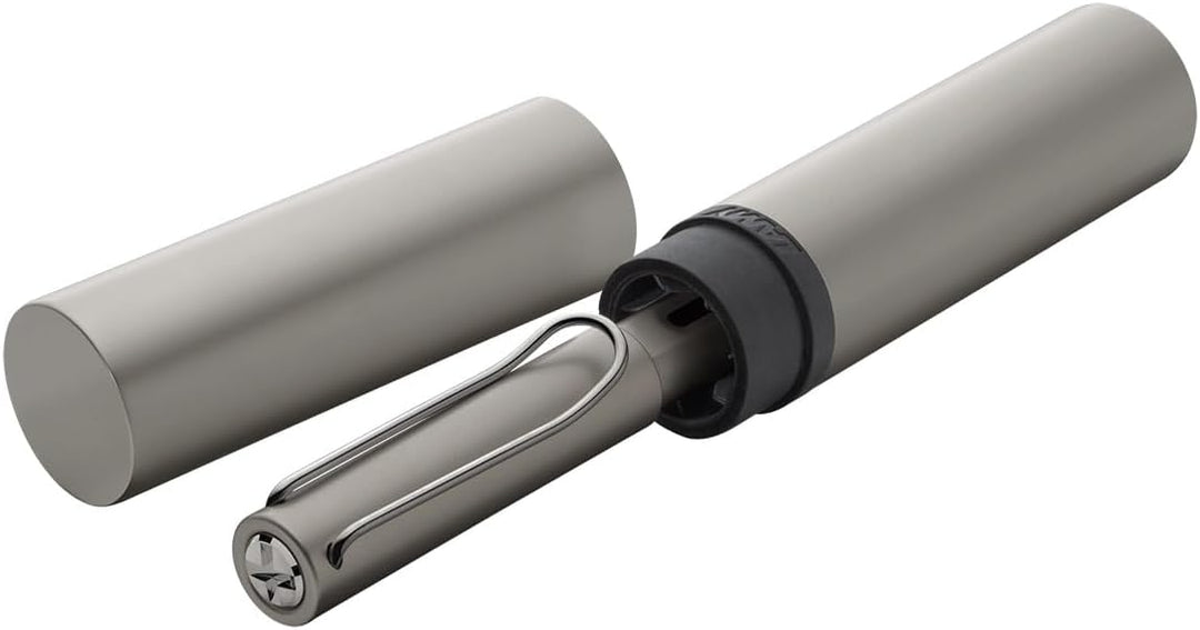 LAMY Lx Füllhalter 057 – Füller aus Aluminium eloxiert in der Farbe Ruthenium mit transparentem Grif