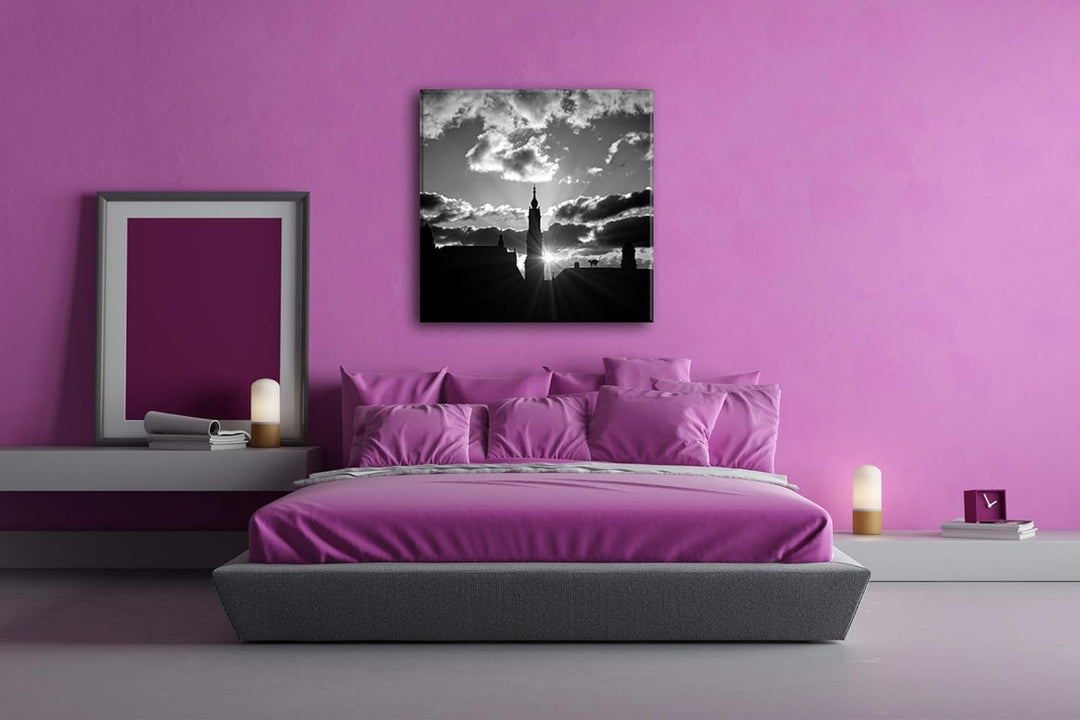 deyoli Sonnenaufgang über Dresdner Skyline Format: 60x60 Effekt: Schwarz&Weiss als Leinwandbild, Mot