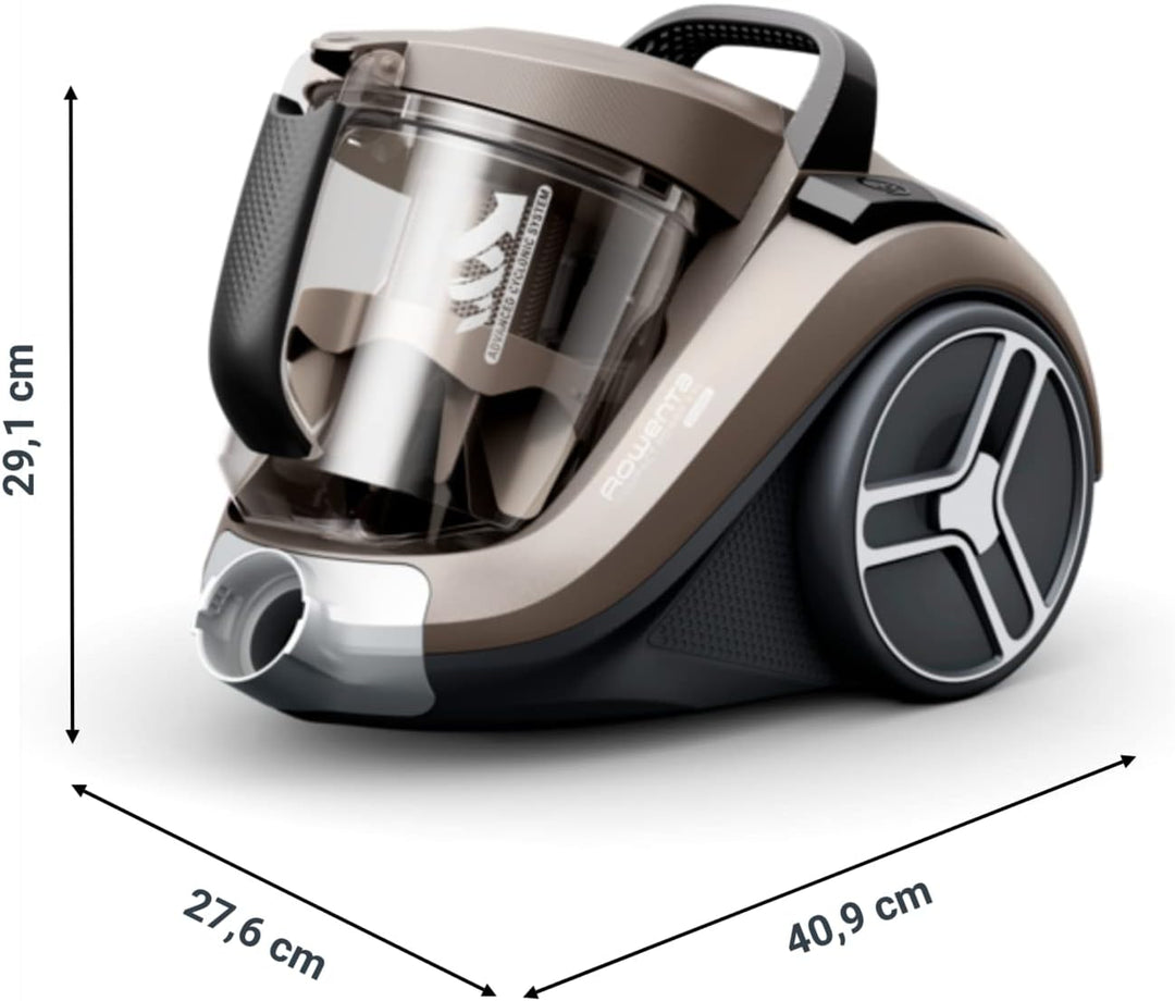Rowenta RO4B30 Compact Power XXL Parkett beutelloser Bodenstaubsauger | 900 Watt | 3-stufiges Filter