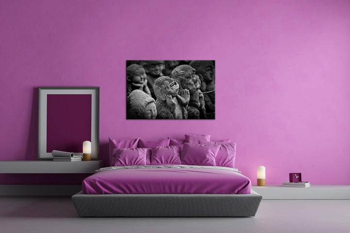 deyoli lustige, mit Moos bedeckte Buddha-Statue Effekt: Schwarz&Weiss,Format: 80x60 als Leinwandbild