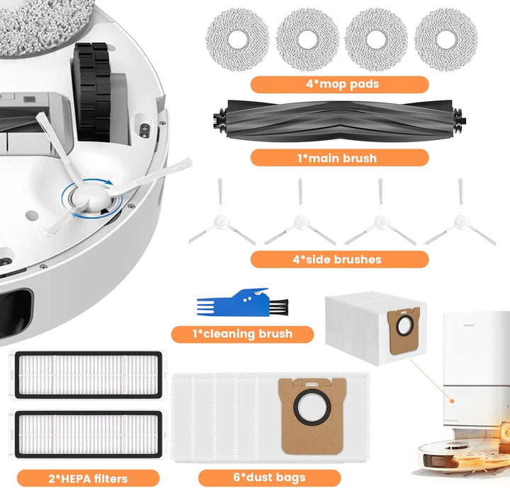 Zubehörset für Dreame L10s Ultra/L10 Ultra Saugroboter: BAKTH 18 Stück Saugroboter Ersatzteile Zubeh