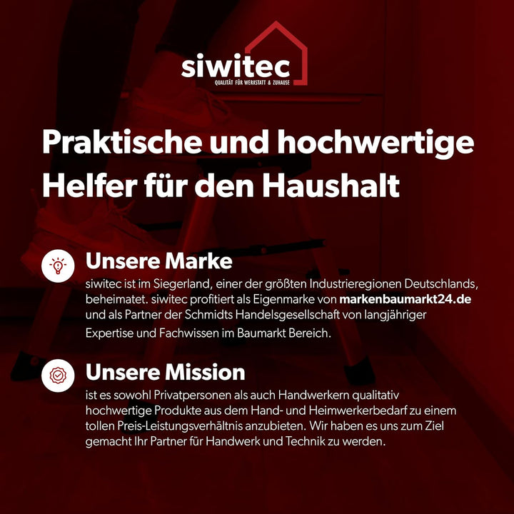 siwitec Alumium-Klapptritt 2 Stufen | Kleine Trittleiter | rutschfeste Standfüsse | 150 kg Traglast