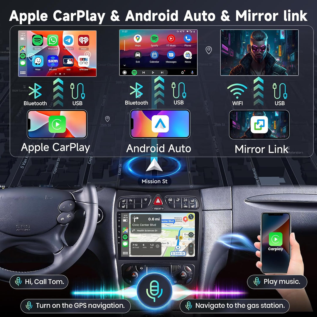 Hodozzy 6G+128G 8-Core Android Autoradio für Mercedes Benz C/CLK Klasse W203 W209 C200 C320 C350 200