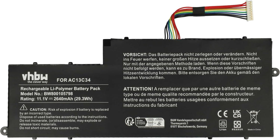 vhbw Akku kompatibel mit Acer Aspire V5-122P-0600, V5-122P-0607, V5-122P-0637, V5-122P-0643 Notebook
