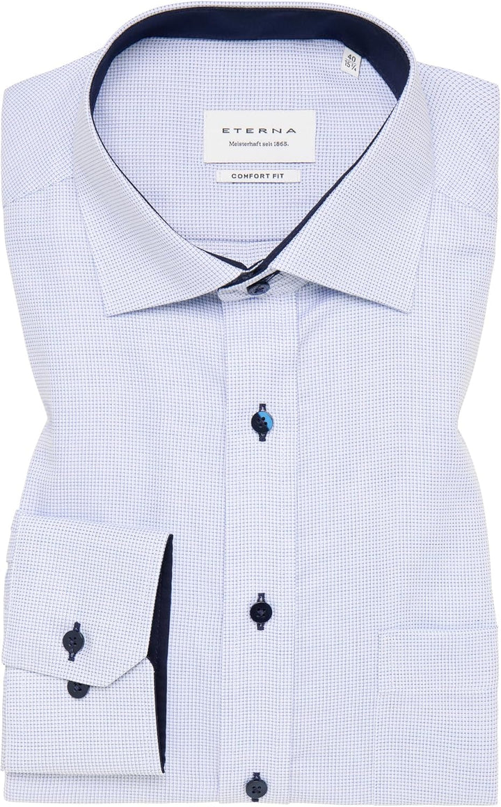 ETERNA Herren Popeline Hemd Comfort FIT 43 Hellblau | Struktur, 43 Hellblau | Struktur