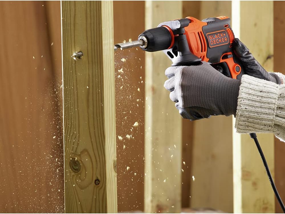 Black+Decker BEH710 1-Gang Schlagbohrmaschine (710W, Schlagbohrer, 13mm Schnellspannbohrfutter, kons