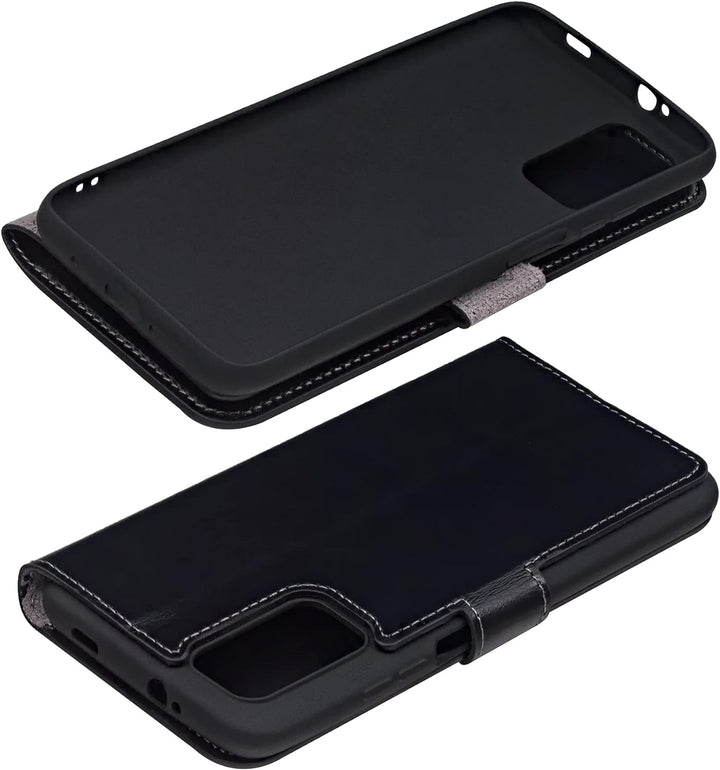 Suncase Book-Style Hülle kompatibel mit Xiaomi Poco M3 Leder Tasche (Slim-Fit) Lederhülle Handytasch