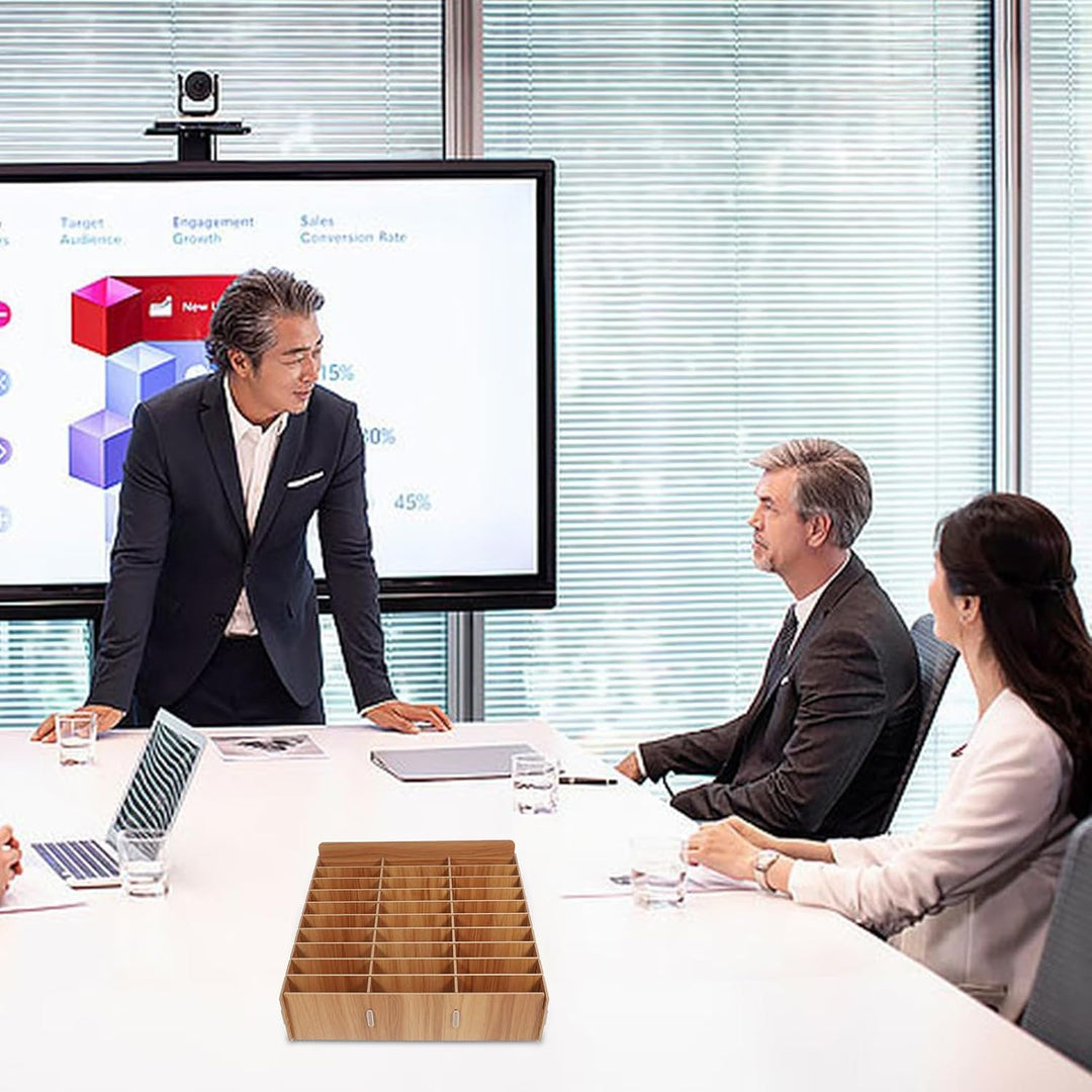 Cabilock Handy Aufbewahrungsbox Wooden Cell Phone Holder Classroom 30 Grids Cell Phone Storage Box D