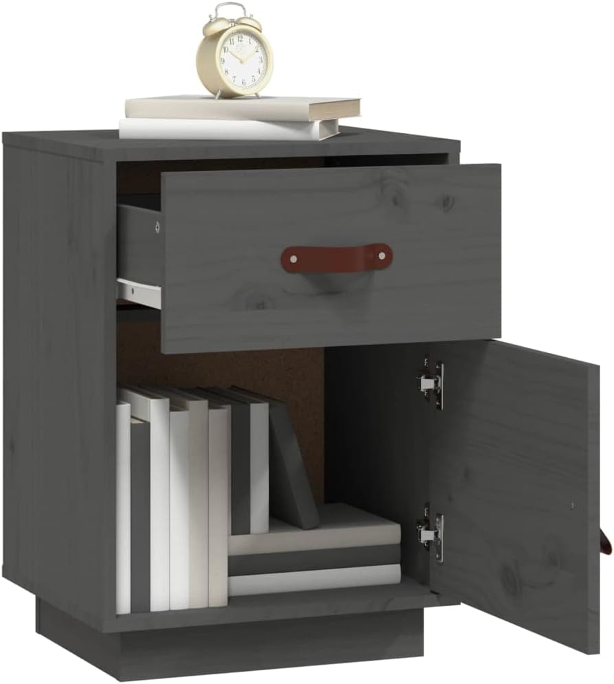 FIRBNUS Bedside Table Nachtkonsole Beistelltisch mit Stauraum Night Stand Nachttisch Grau 40x34x55 c