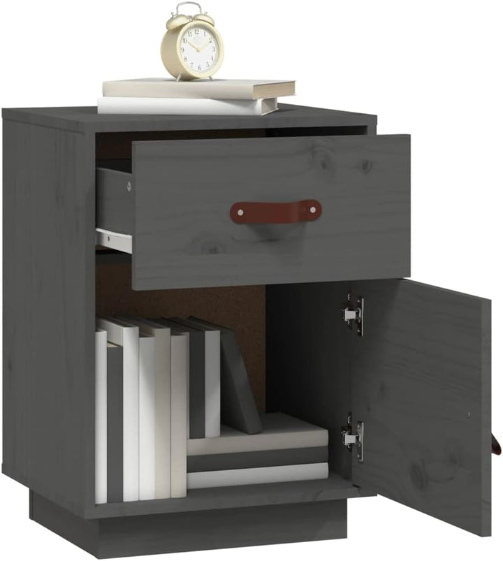 FIRBNUS Bedside Table Nachtkonsole Beistelltisch mit Stauraum Night Stand Nachttisch Grau 40x34x55 c