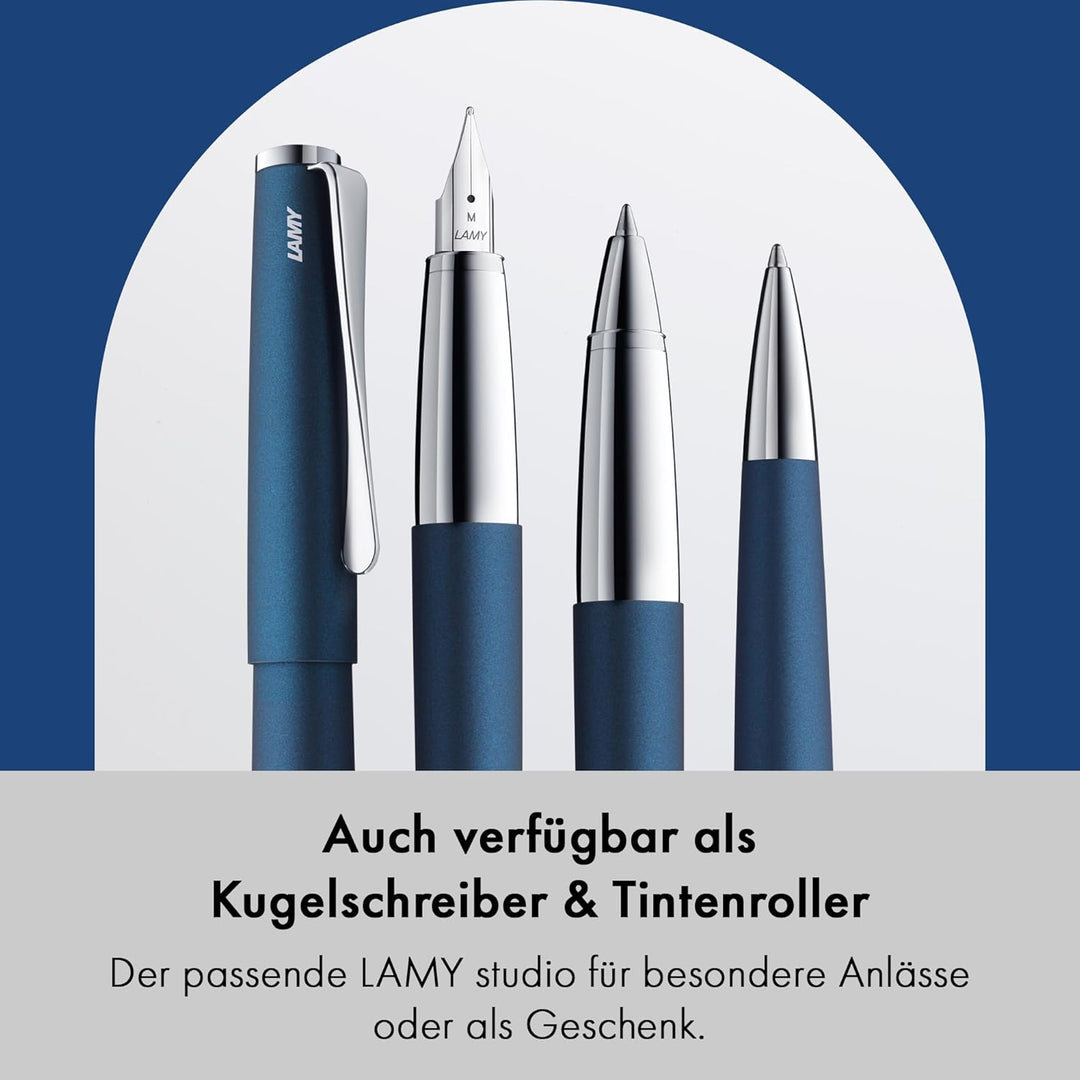 LAMY studio Füllhalter 067 - Füller aus rostfreiem Edelstahl in dunkelblauem Soft-Lack-Finish mit ho