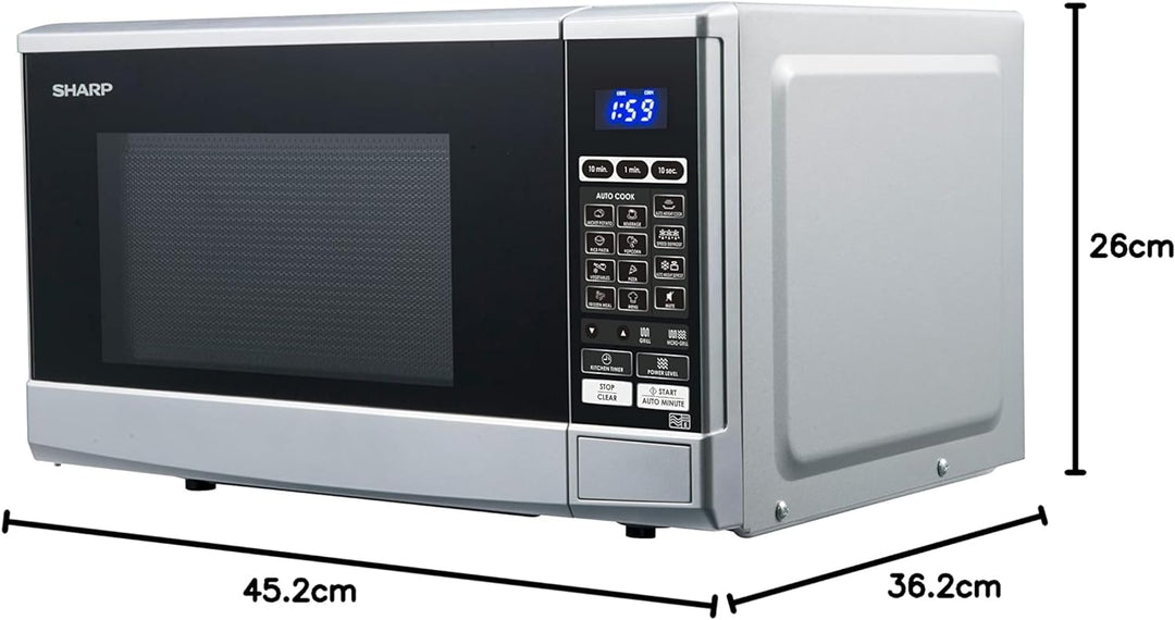 SHARP R670S 2in1 Mikrowelle mit Grill (20 L, 800 Watt, 1000 Watt Grill, 10 Leistungsstufen, 13 AutoC