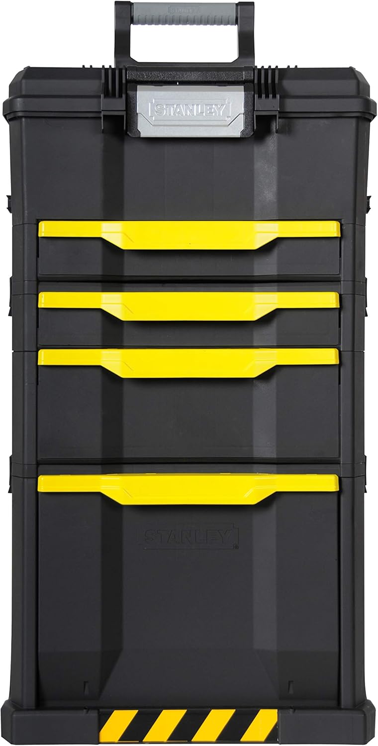 Stanley Rollende Werkstatt aus Metall-Kunststoff 1-79-206 – Werkzeugwagen leer mit 3 modularen Einhe