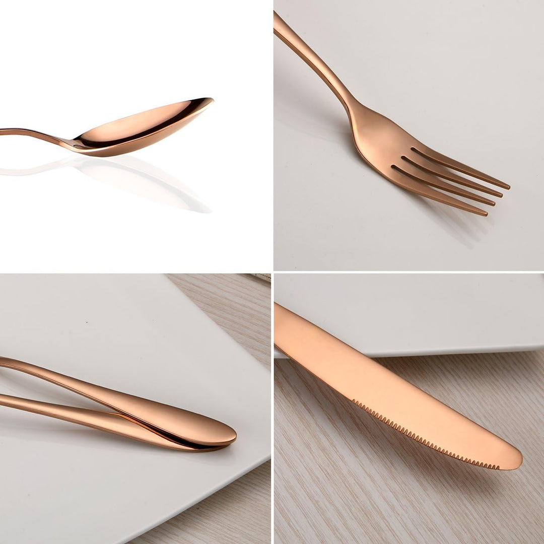 HOMQUEN 30 Stück Rose Gold Besteck Set, 18/0 Edelstahl Besteck Set, Service für 6 Personen, Esszimme