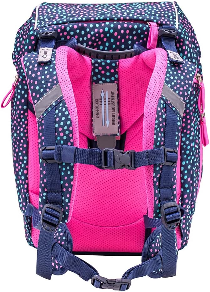Belmil ergonomischer Schulrucksack Schulranzen Set 5-teilig für Mädchen mit PATCH Set, Brustgurt, Hü