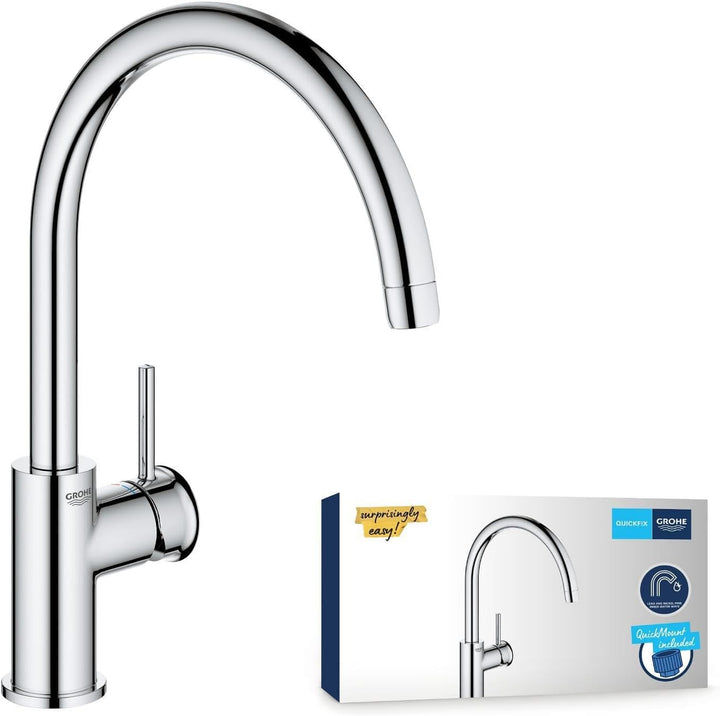 GROHE Start Classic - Einhand- Spültischarmatur (C- Auslauf, Schwenkbereich 360°, flexibler Anschlus