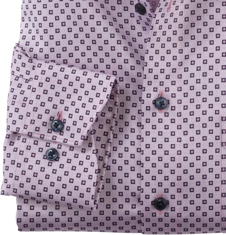 OLYMP Herren Businesshemd Langarm Luxor,Digitaldruck,modern fit,Global Kent 37 Mauve 93, 37 Mauve 93