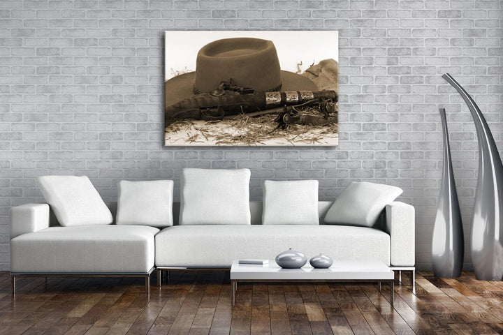 deyoli Wilder Westen Format: 60x40 Effekt: Sepia als Leinwandbild, Motiv fertig gerahmt auf Echtholz