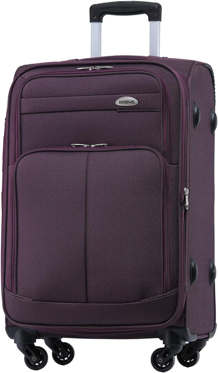 BEIBYE Leichter Stoffkoffer Kofferset Trolley Aussentaschen Dehungsfuge mehr Stauraum mit Zahlenschl