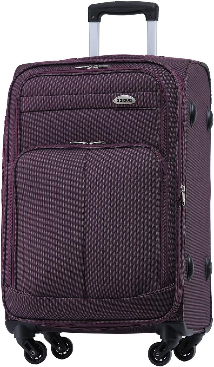 BEIBYE Leichter Stoffkoffer Kofferset Trolley Aussentaschen Dehungsfuge mehr Stauraum mit Zahlenschl