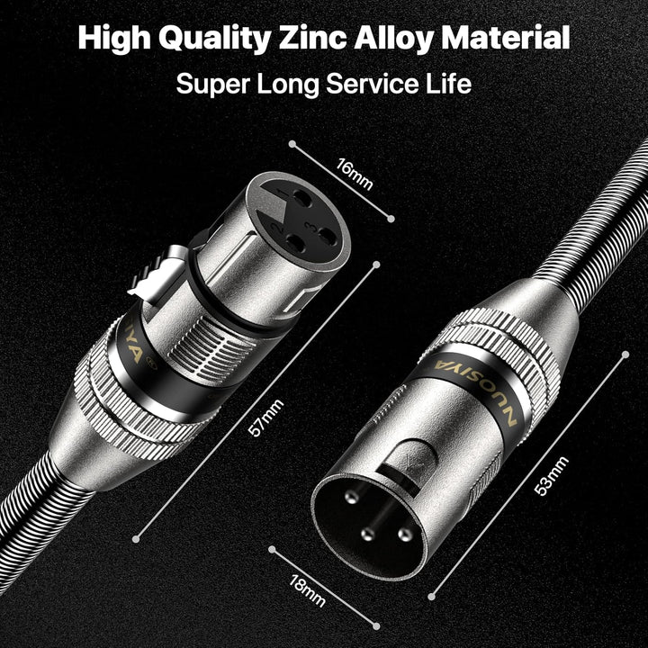 NUOSIYA XLR Kabel 2m 2Pack Symmetrisches Mikrofonkabel, Metallfeder SR Design XLR-Stecker auf Buchse