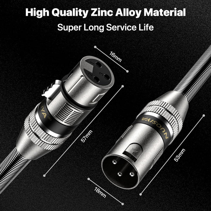 NUOSIYA XLR Kabel 20m 2Pack Symmetrisches Mikrofonkabel, Metallfeder SR Design XLR-Stecker auf Buchs