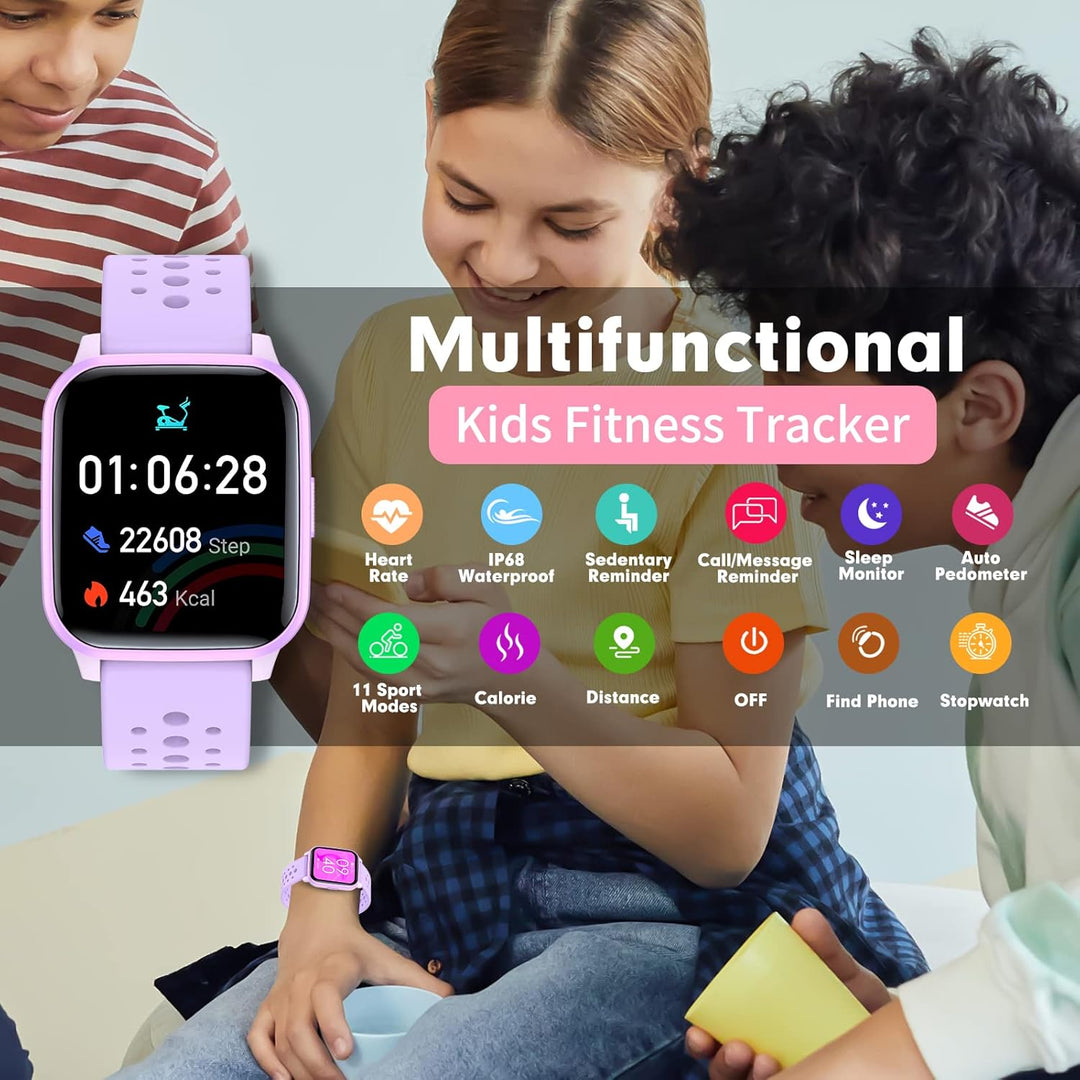 Kids Smart Fitness Watch für Jungen Mädchen, Health Sports Fitness Tracker mit Herzfrequenz-Schlafmo