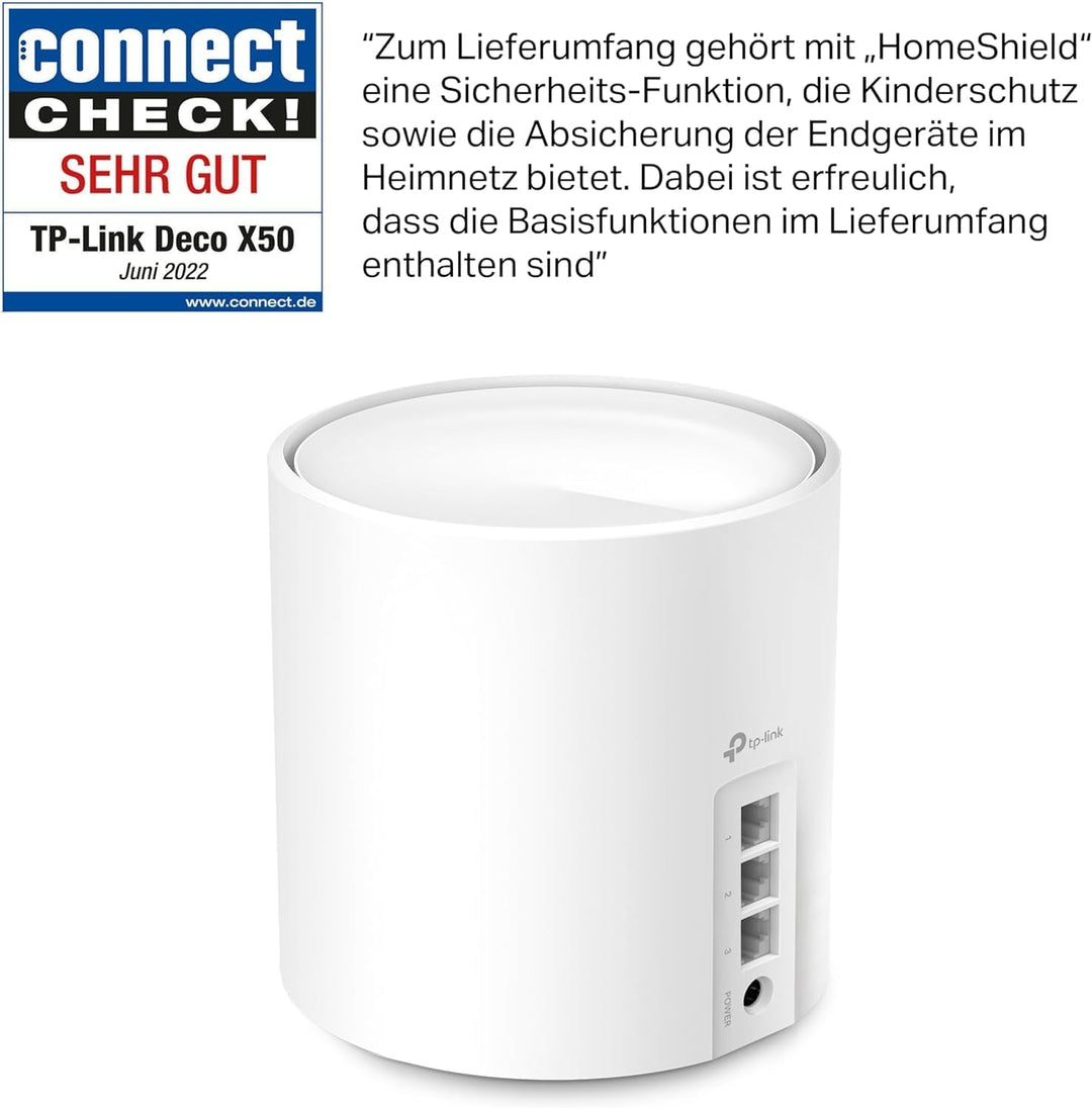 TP-Link Deco X50 Mesh WLAN Set (2 Pack), Wi-Fi 6 AX3000 Dual Band Router & Repeater, 3x Gigabit Port