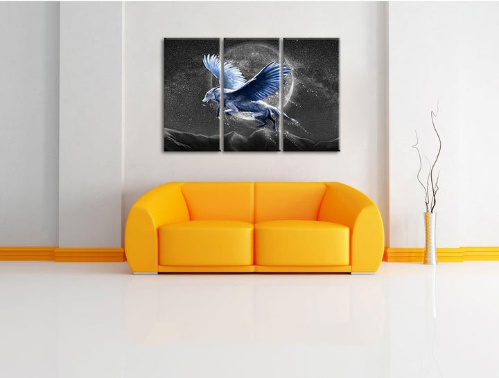 Pixxprint Wolf mit Flügeln als Leinwandbild | Grösse: 3 Teilig (120x80) | Wandbild| Kunstdruck | fer