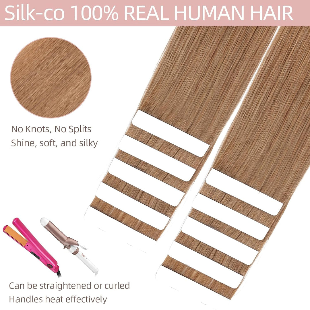 Silk-co Tape in Extensions Echthaar 40stk, Remy Tape Extensions Echthaar, Skin Weft Haarextensions K