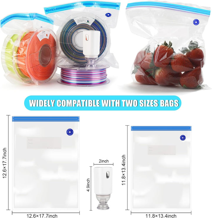 AMOLEN Filament Vakuumbeutel Kit mit Automatischer Pumpe,16 pcs Wiederverwendbare Filament Feuchtigk