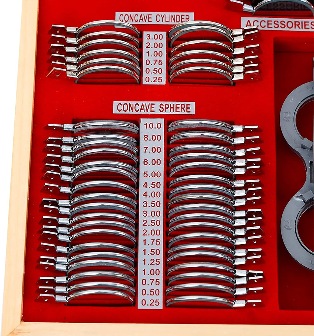 104pcs Trial Lens Set Optisches Testlinsen-Set Metallfelge Optometrie Trial Linse Versuchslinse Test