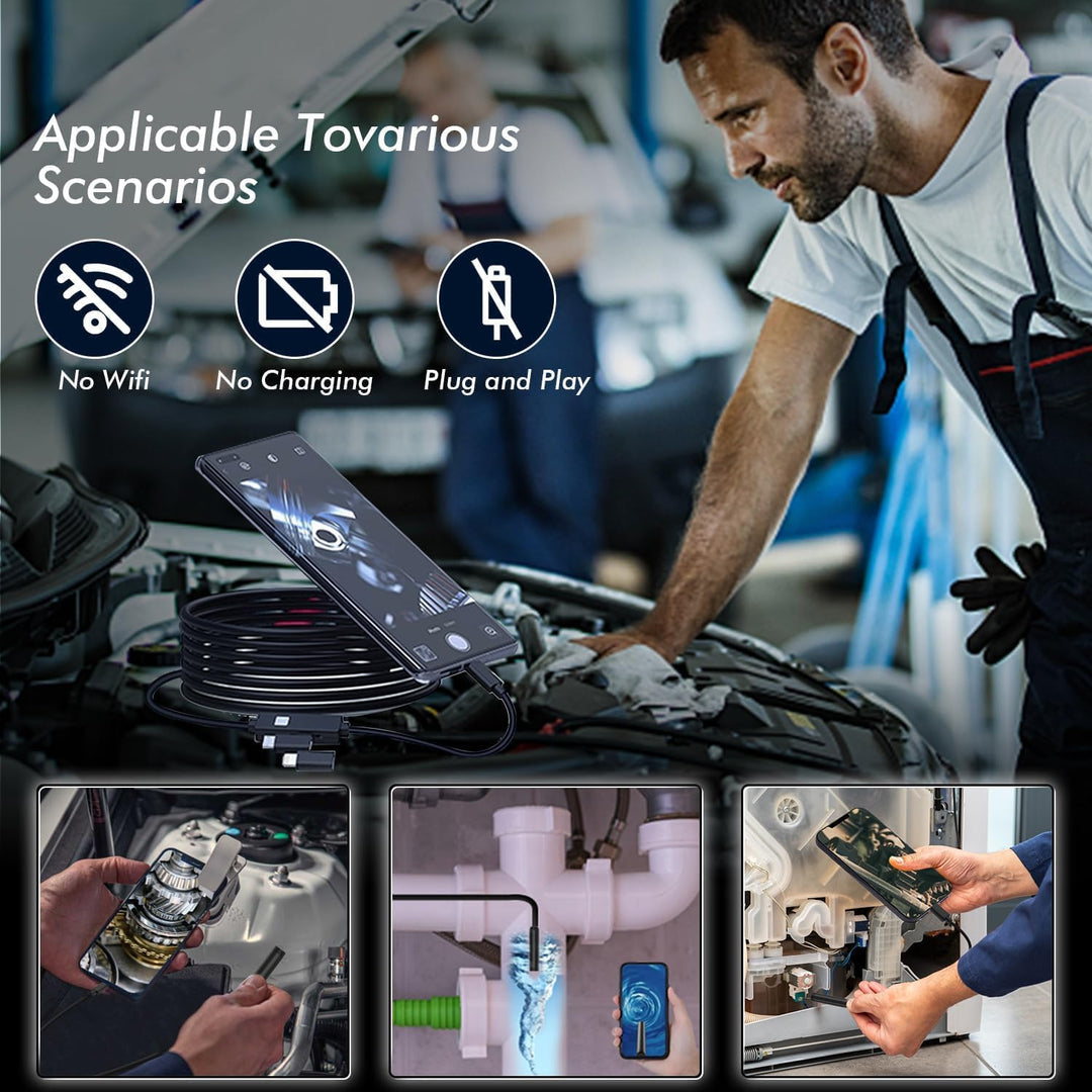 Endoskopkamera mit Licht 10M, AOPICK 1080P HD Endoskop-Kamera Handy Wasserdichtes Ip67 Kein WLAN Erf