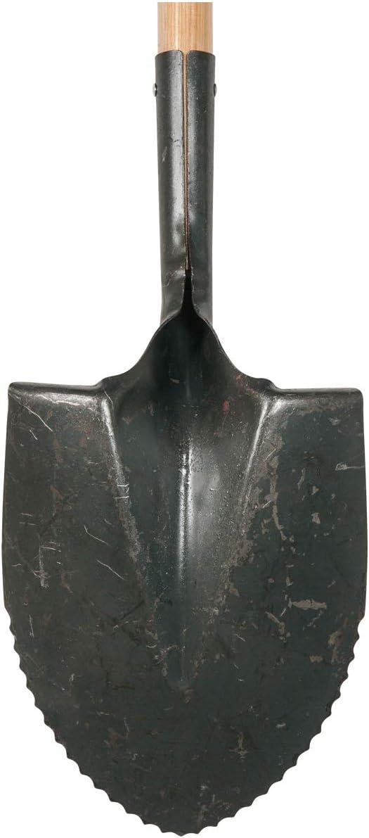 SHW-FIRE Spaten Schaufel mit Wellenschliff - Hochwertiger Stahl - Holzstiel 120cm - für einfacheres