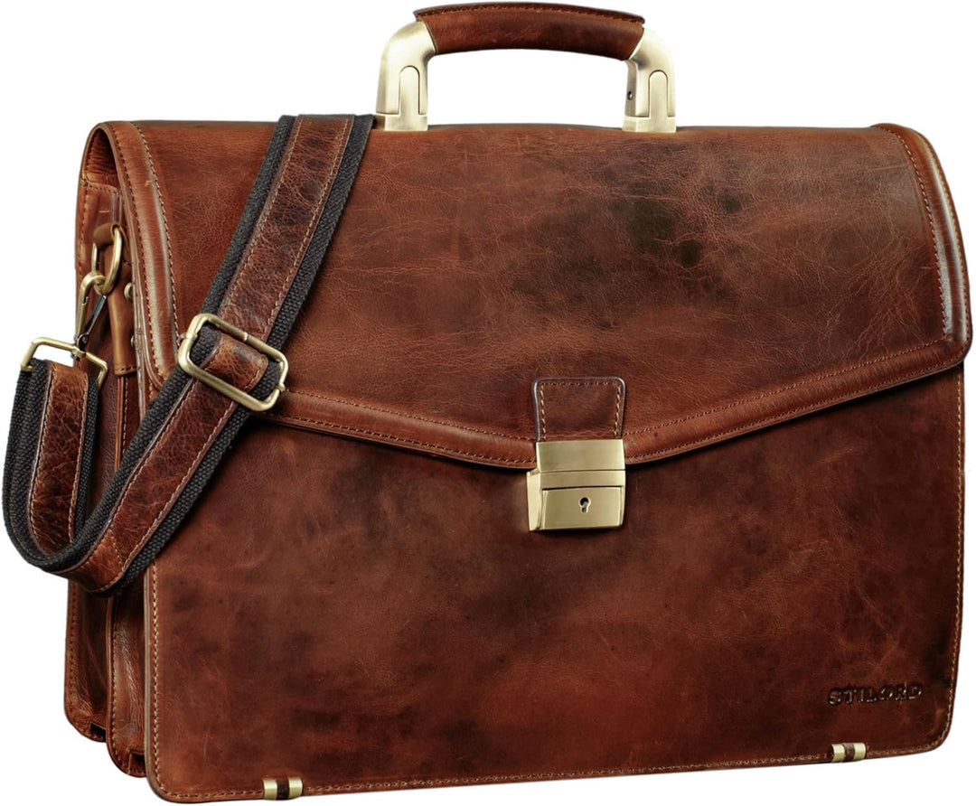 STILORD 'Lazarus' Aktentasche Leder Gross Herren Damen Businesstasche 15,6 Zoll Laptoptasche Umhänge