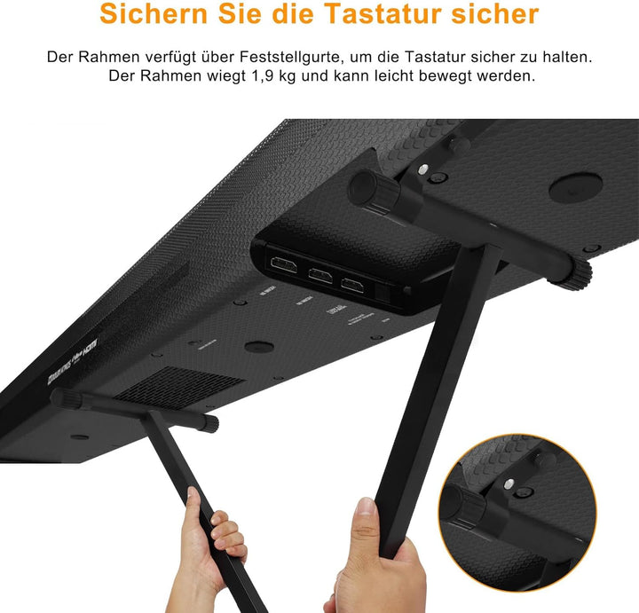 Trintion Keyboardständer Doppelstrebig Keyboard Ständer verstellbar 61 cm bis 98 cm Klappbar Zerlegb